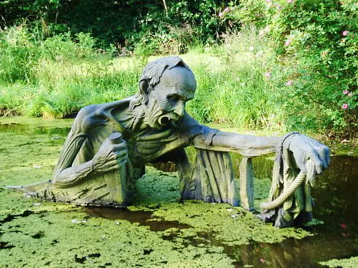 Sculpture inside pond
